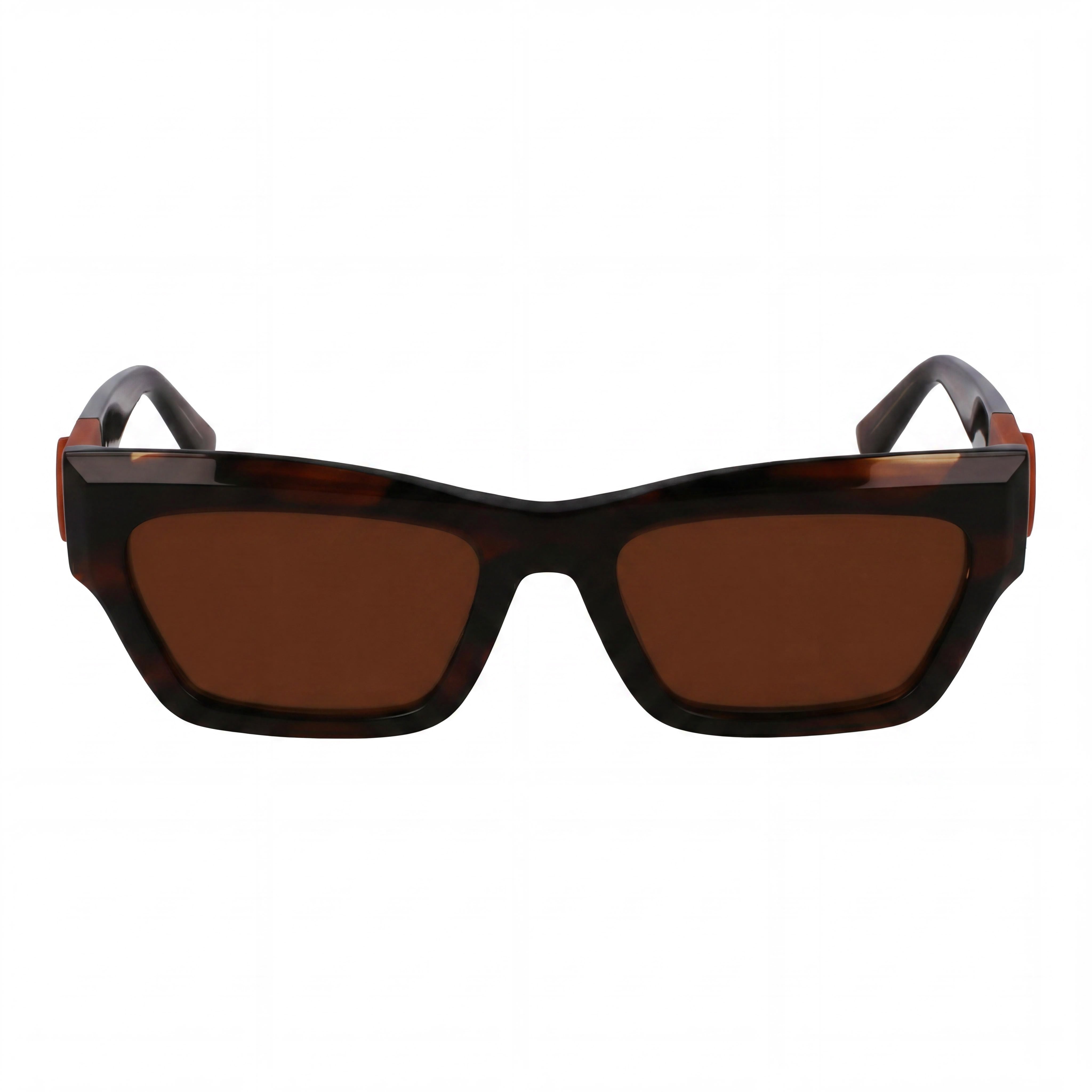 Gafas de sol modernas Longchamp LO763S para hombre con montura rectangular modificada a rayas marrones, 53 mm de ancho de lente, Photo 2