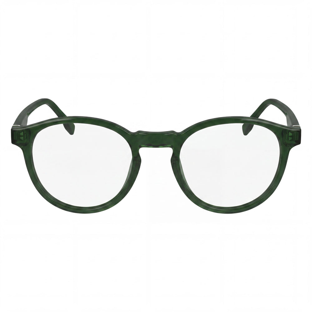 Gafas Oftálmicas Informales Lacoste para Hombre con Montura Verde Transparente y Lentes de Plástico, Ancho de Lente de 49mm