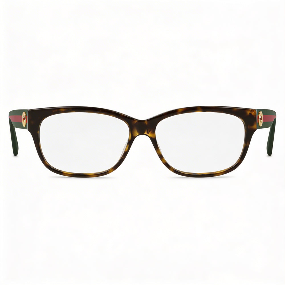 Gucci Gg0278o-012 Women's Full Rim Rectangle Plastic Prescription Ready Optical Frames Havana Green 55mm
