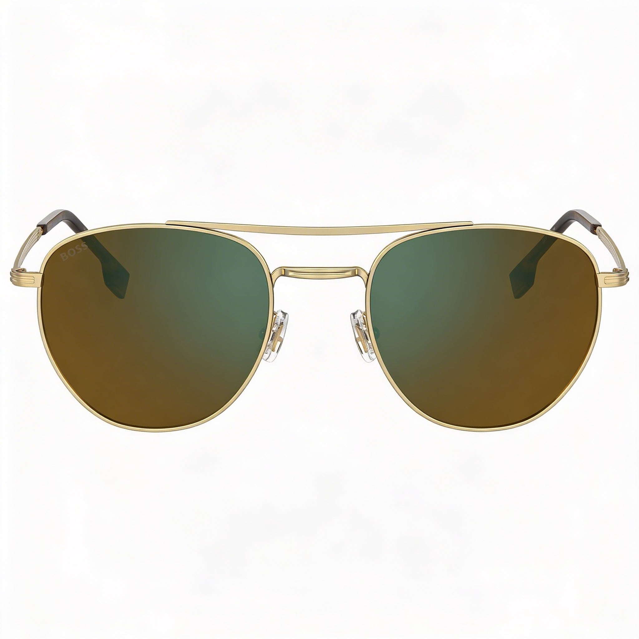 Hugo Boss Modern Women's Stainless Steel Black Gold Sunglasses with Green Lenses, 100% UV Protection, 53mm, Photo 1