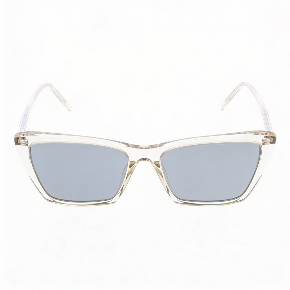 Gafas de sol Saint Laurent SL 737 Mica Thin-004 para mujer, polarizadas, con montura beige y plateada, lentes plateadas de acrílico, 54 mm