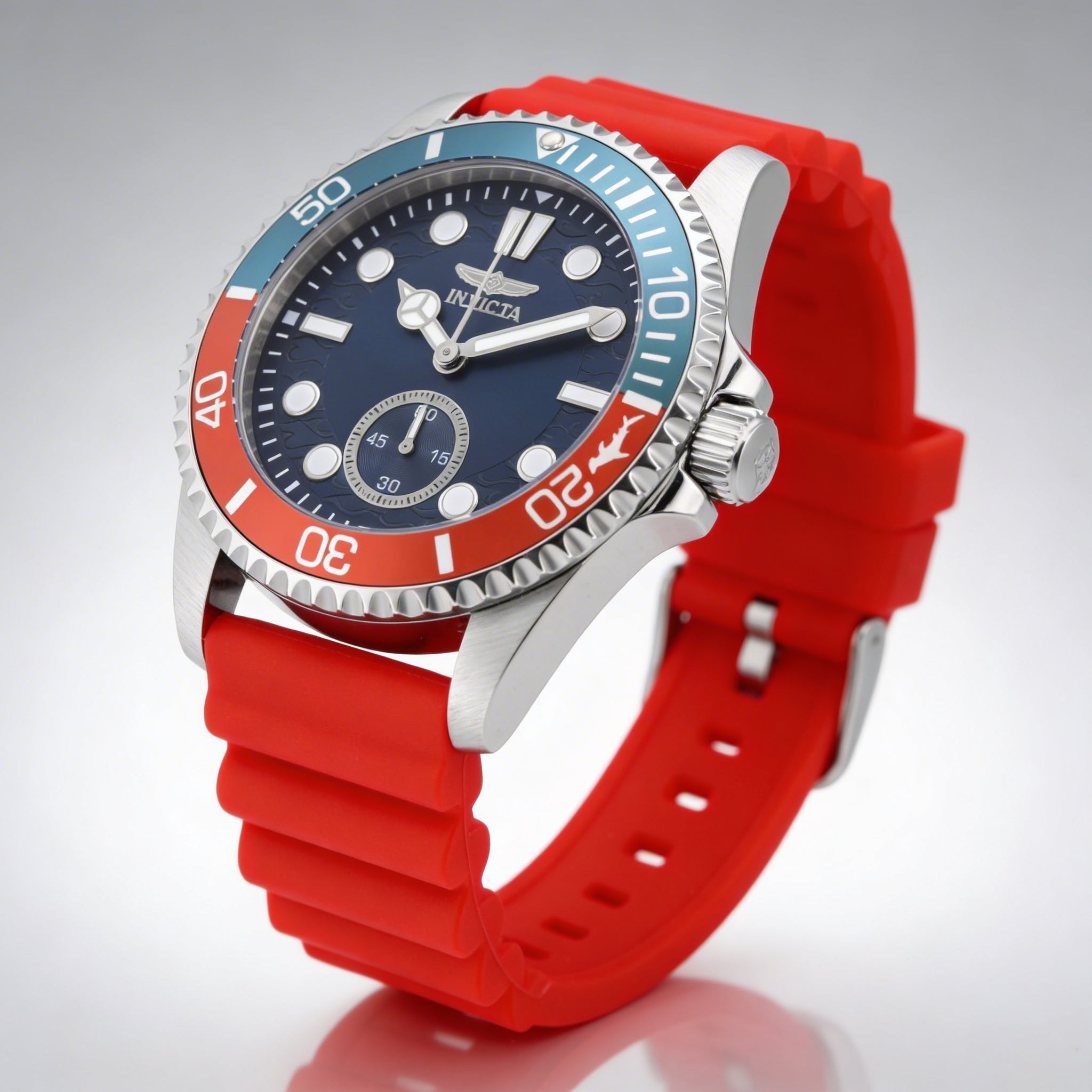 Reloj de cuarzo unisex Invicta Pro Diver 49340, caja de acero inoxidable plateada, esfera azul, correa de silicona, 10 ATM, 43 mm, Photo 2