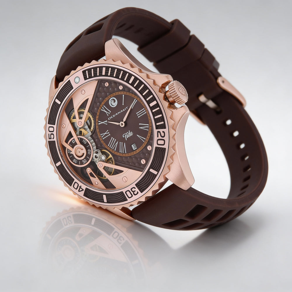 Oceanaut Men's Quartz Movement Watch with Brown Dial, Scratch Resistant Mineral Crystal, Date Display, 10 ATM Water Resistant