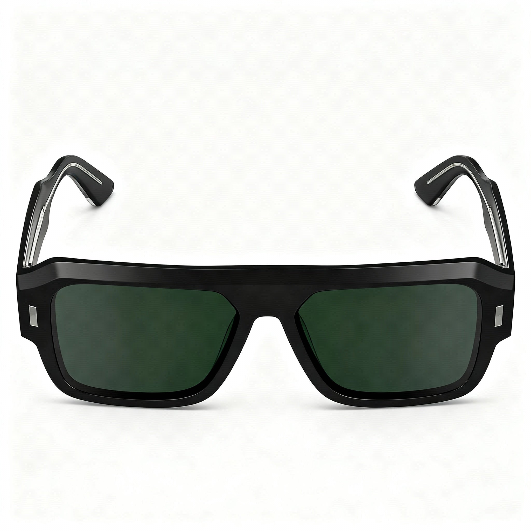 Calvin Klein Square Black Plastic Unisex Solid Green Lens Non-Polarized UV Protection 56mm Sunglasses, Photo 2