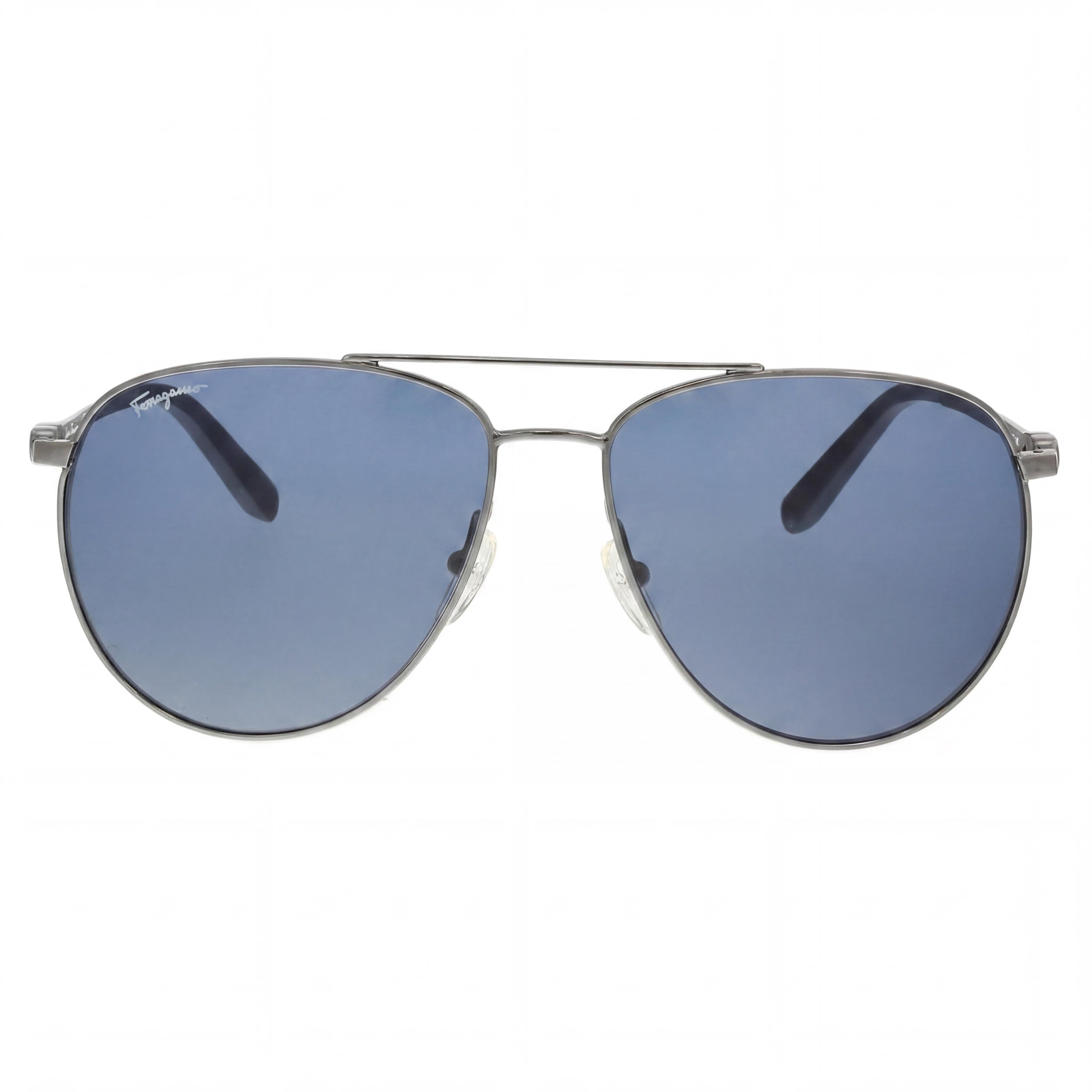 Gafas de sol unisex Salvatore Ferragamo Sf157s de metal, color azul plomo oscuro, sin polarizar, con protección UV, 60 mm, Photo 2