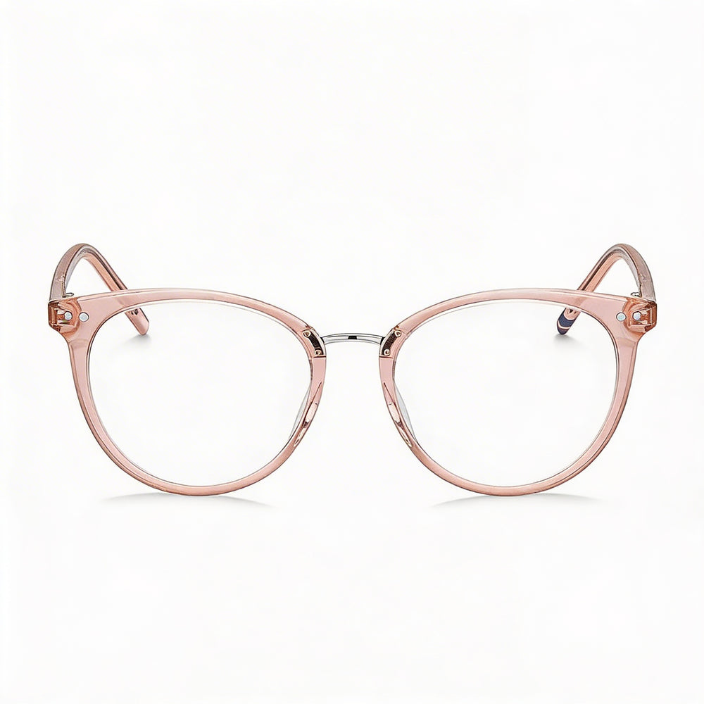 Tommy Hilfiger TH 1734 Women's Oval Acetate Stainless Steel Eyeglasses Light Pink Or Gray Frame, Light Pink Lens 50mm