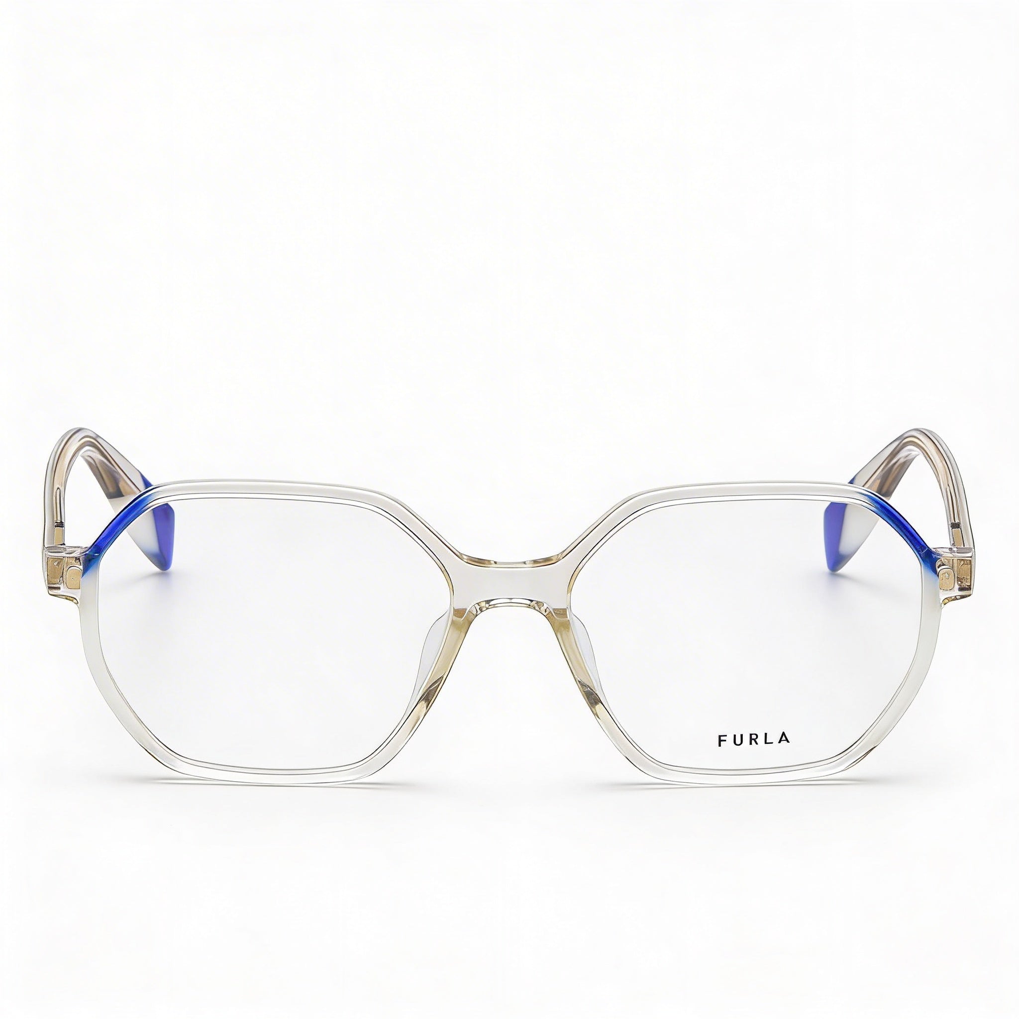 Furla Classic Women's Optical Frames with Shiny Transparent Beige Acetate Frame Material, 53mm Lens Width, Photo 1