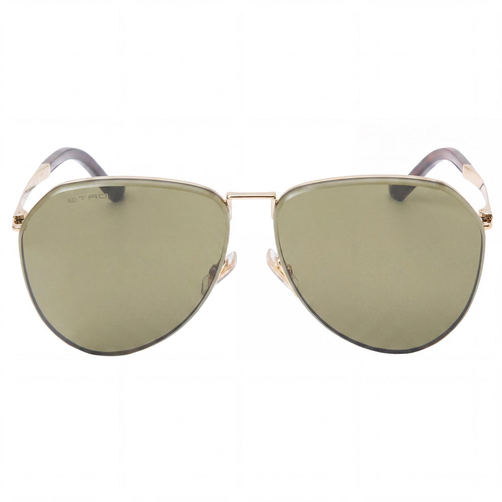 Etro Casual Unisex Stainless Steel Rose Gold Green Frame, Green Polycarbonate Lens Sunglasses 64mm