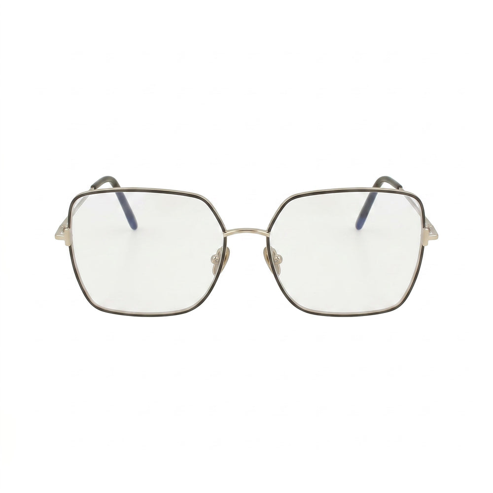Tom Ford MODERNO Women's Metal Iron Black Frame with Transparent Plastic Lenses, Lens Width 57mm, Bridge Width 16mm, Temple Length 140mm