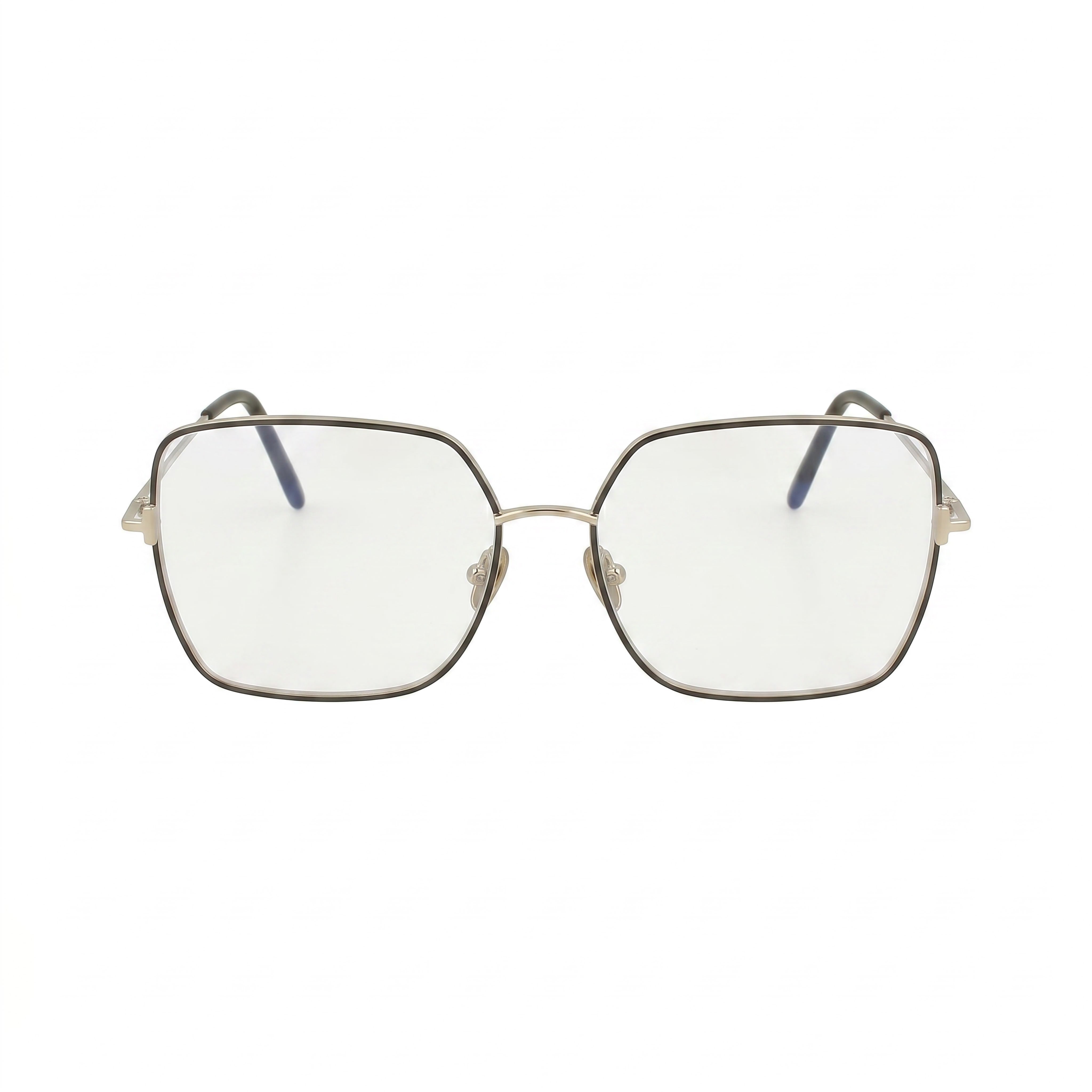 Tom Ford MODERNO Women's Metal Iron Black Frame with Transparent Plastic Lenses, Lens Width 57mm, Bridge Width 16mm, Temple Length 140mm, Photo 2