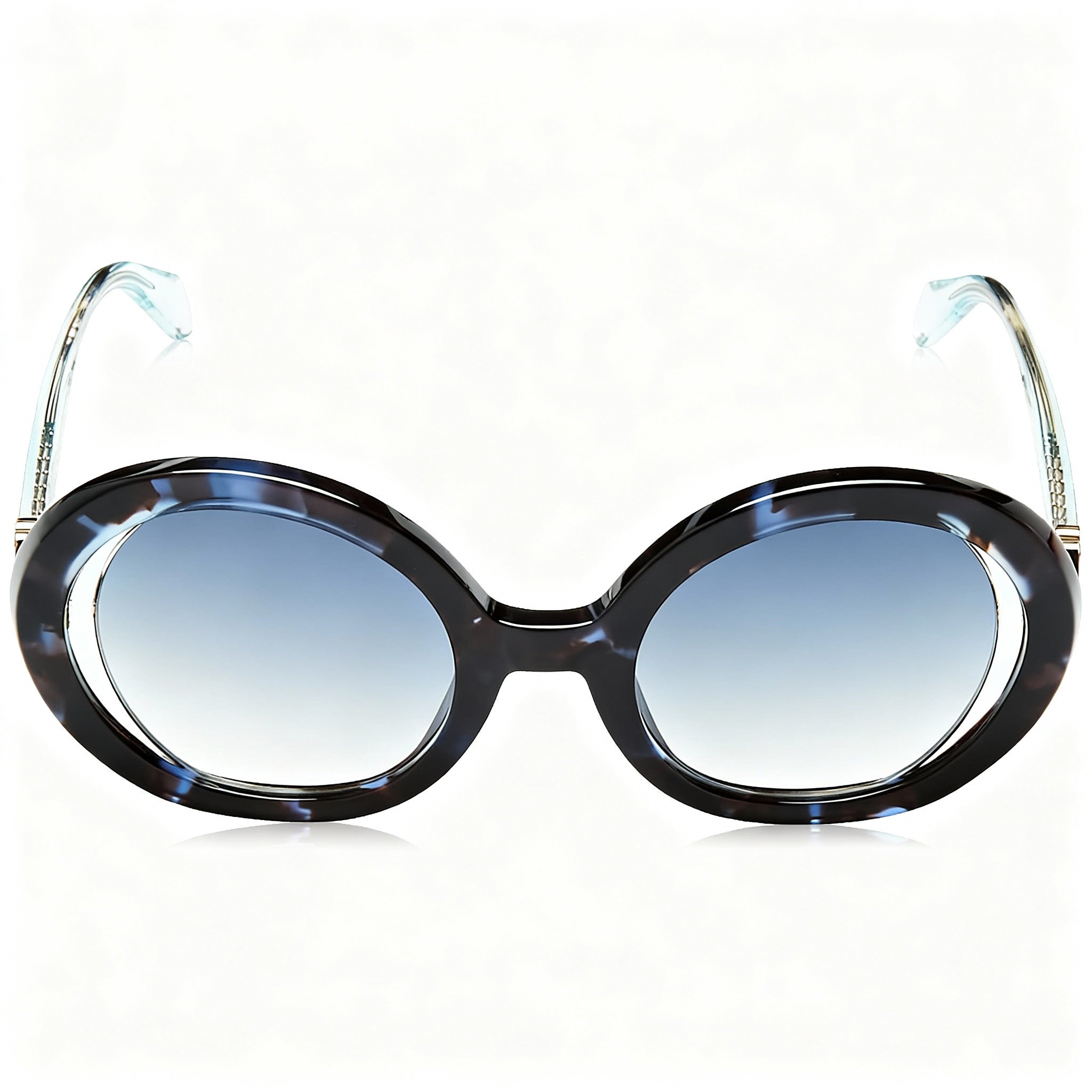 Just Cavalli SJC028 Women's Casual Transparent Blue Havana Metal Acetate Sunglasses, Smoke Gradient Yellow Lenses 58-17-140