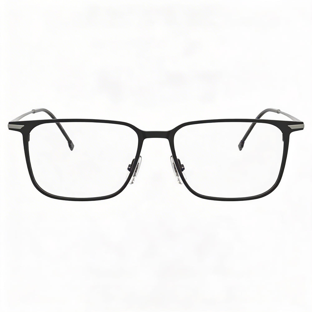 Gafas unisex modernas Hugo Boss con montura de titanio en color negro mate, ancho de lente 55