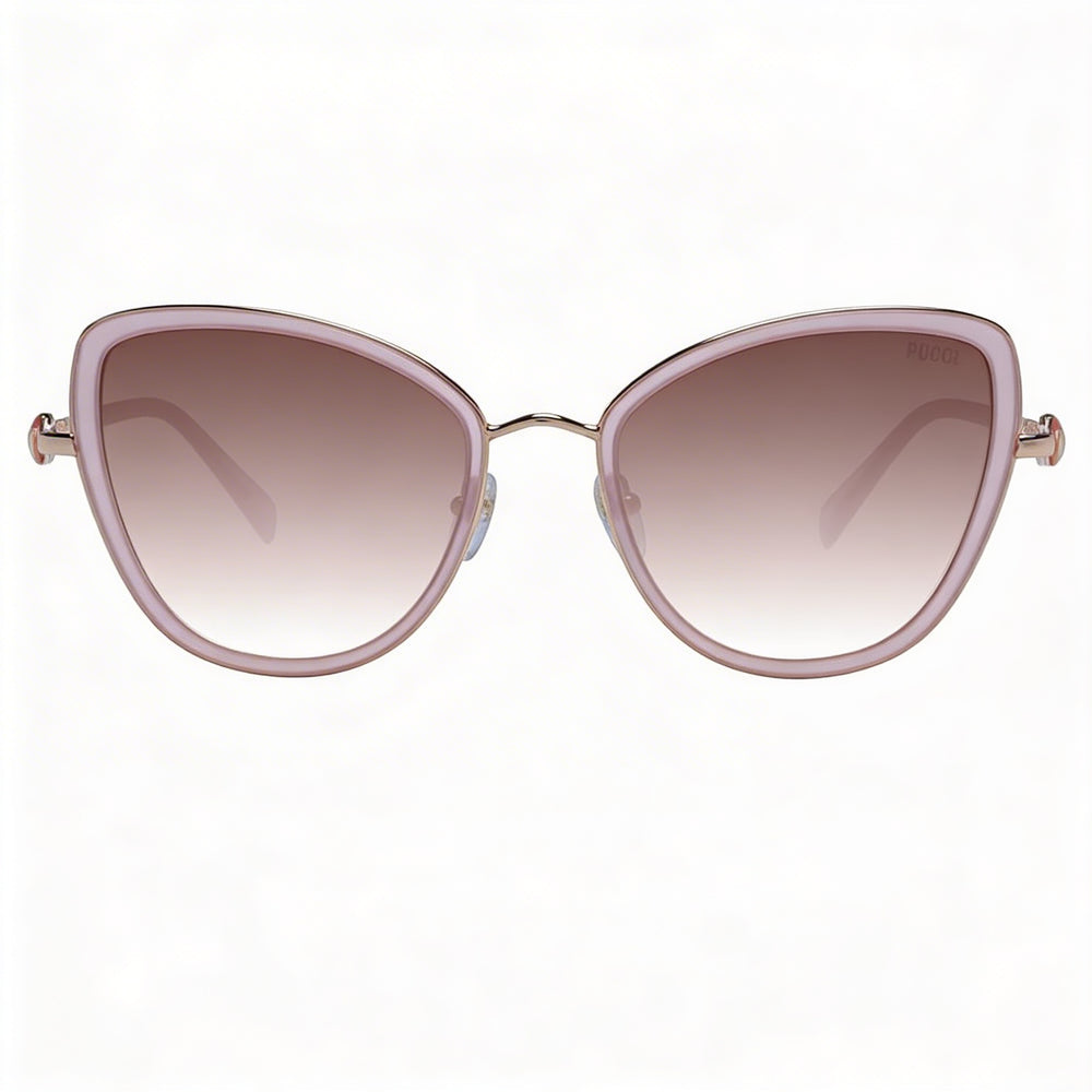 Gafas de sol Emilio Pucci Ep0184 para mujer de acero inoxidable dorado brillante y rosa claro con protección UV de 57 mm