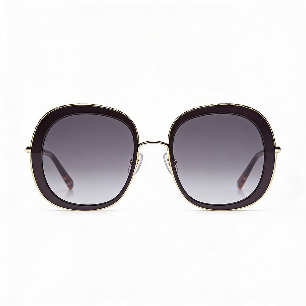 Missoni Classic Women's Rectangular Stainless Steel Sunglasses Grey Shaded Frame Dark Grey Shaded Lens 100% UV Protection 53mm