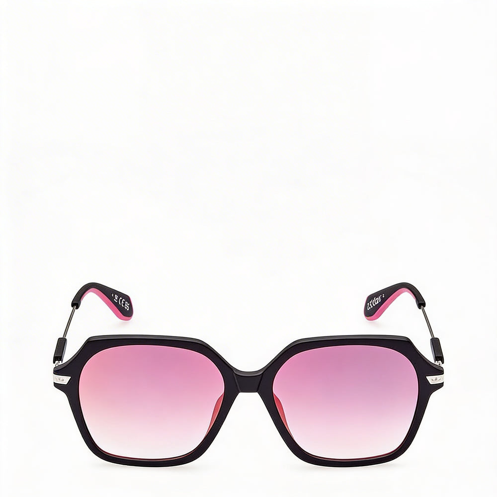 Gafas Adidas Originals Or0082 para mujer, montura de plástico, negro mate, lentes burdeos de espejo no polarizadas con protección UV, 55mm