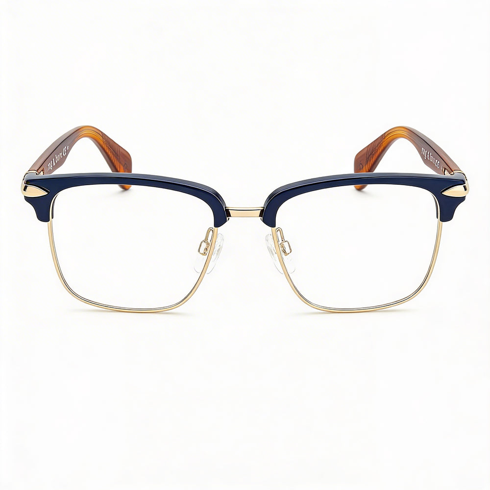 Gafas de sol no polarizadas Rag & Bone Modern para hombre, aleación de acero, azul/marrón, 53 mm
