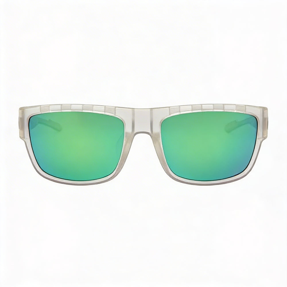 adidas Men's 100% UV Protective Plastic Sunglasses, Crystal Frame, Green Mirror Lens, 60mm