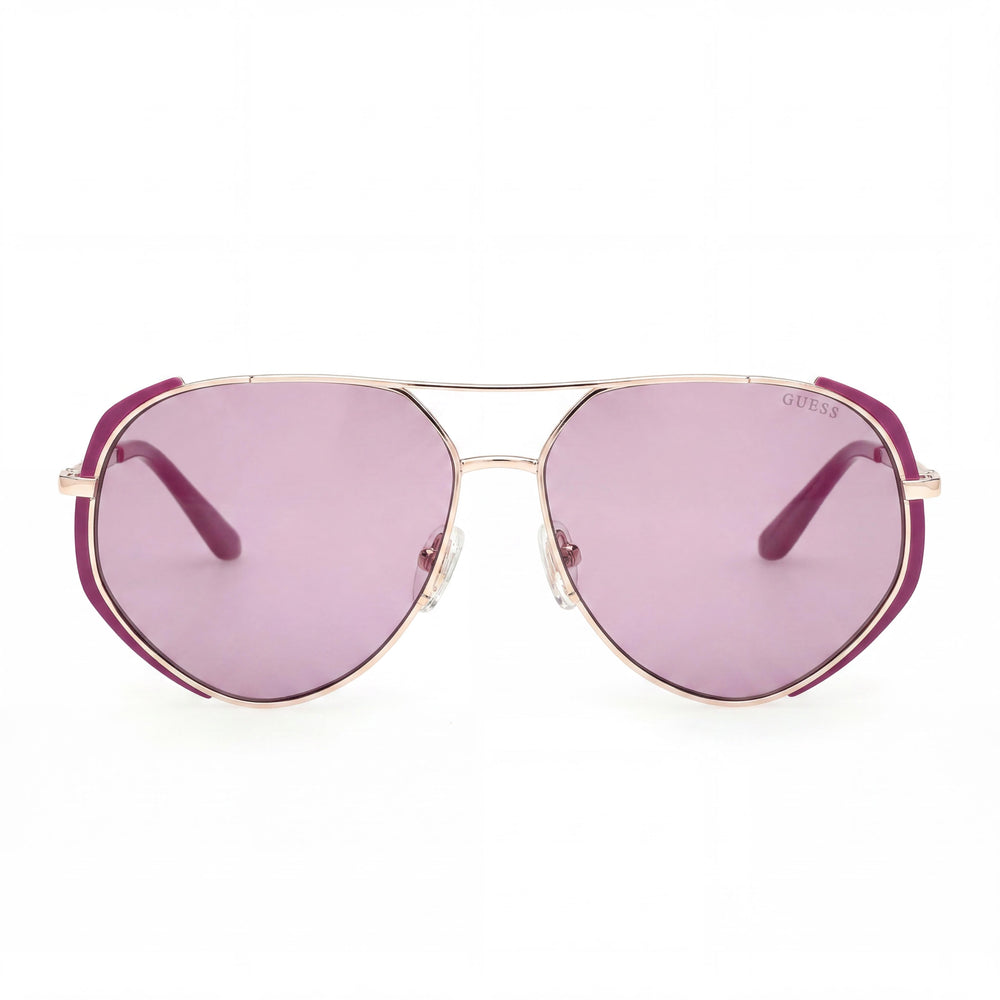 Gafas de sol GUESS unisex de aviador de metal con montura de acetato violeta mate y lentes violetas de 59 mm