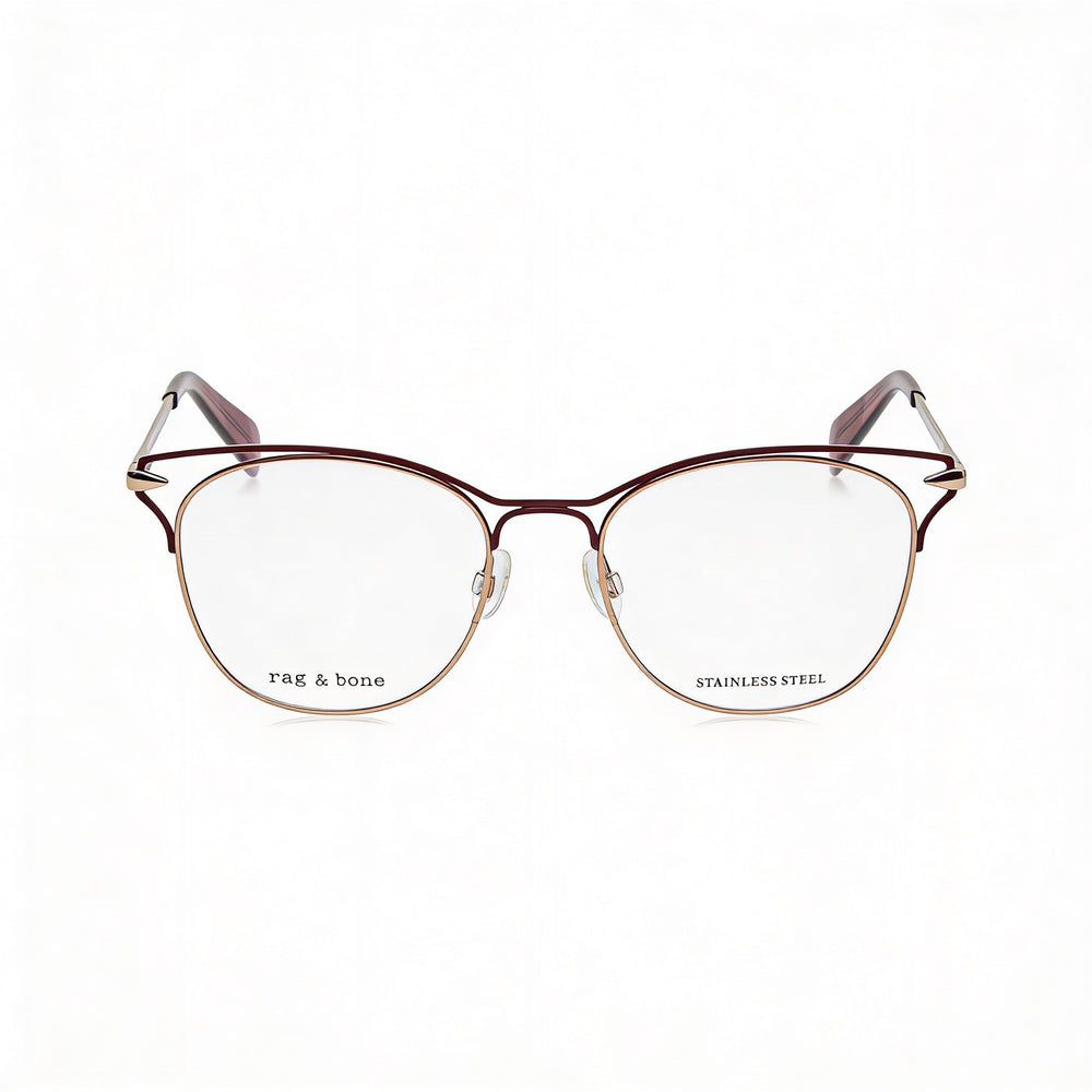 Gafas de sol modernas Rag & Bone para mujer, montura de acero de aleación de oro rojo, lentes de policarbonato de 51 mm