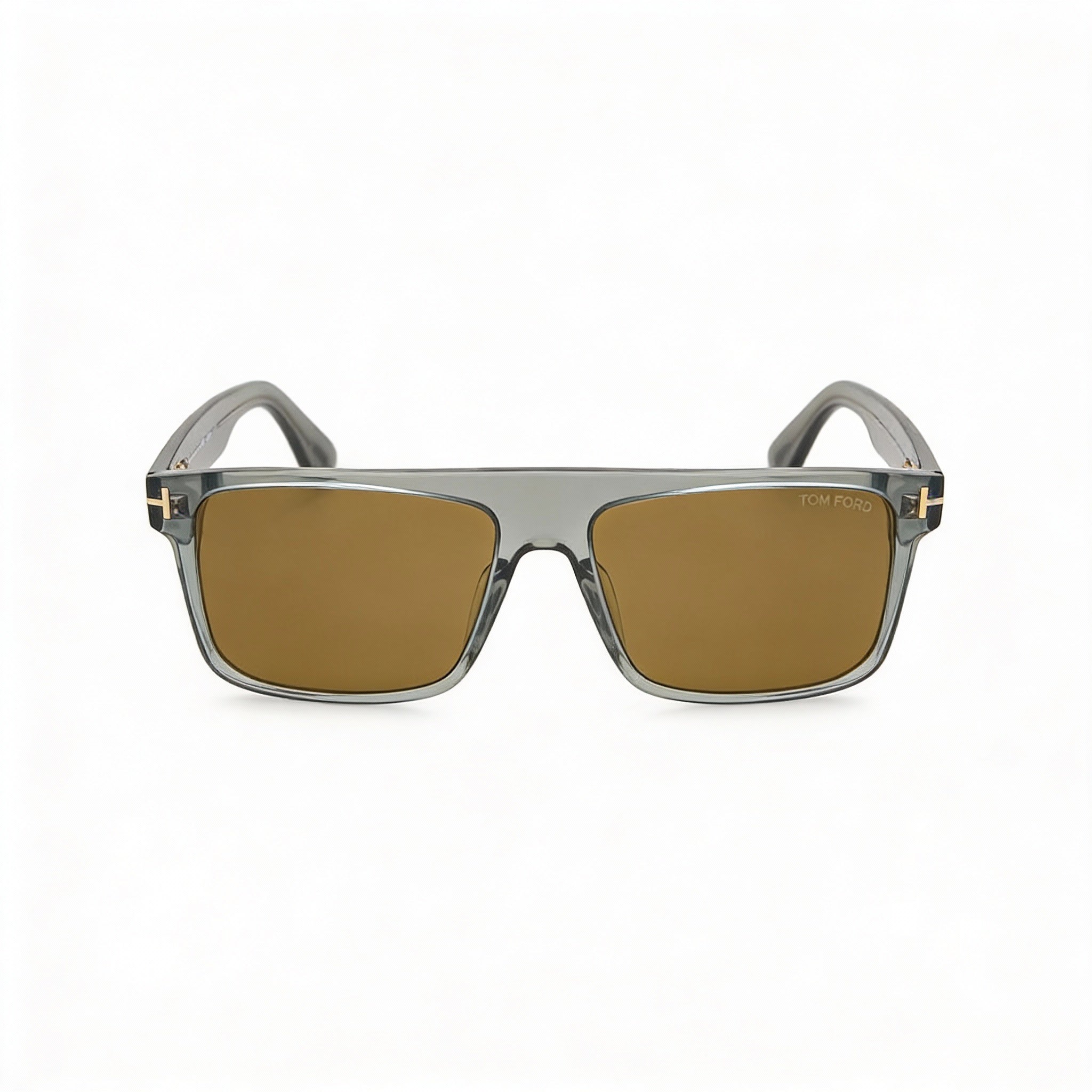 Gafas de sol unisex Tom Ford Classic de plástico pantografiado gris transparente con lentes marrones y protección UV de 58 mm, Photo 2