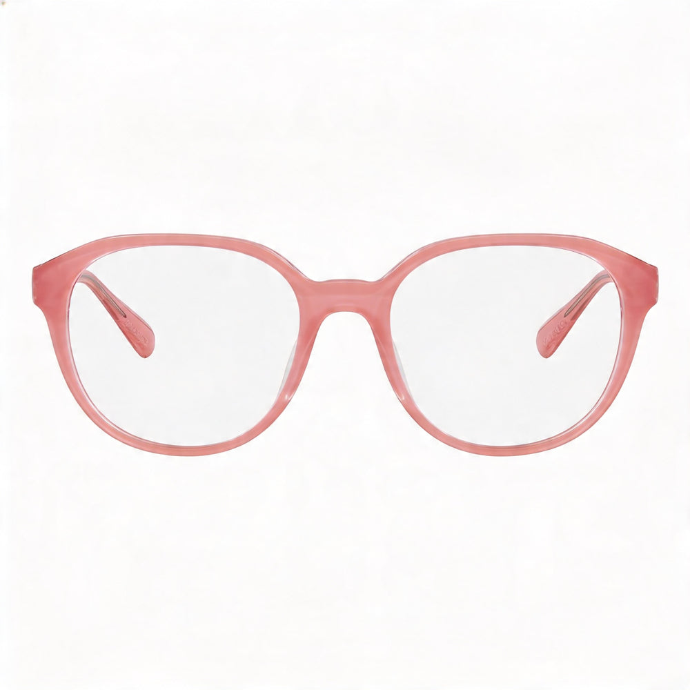 Monturas de gafas de plástico transparente rosa lechoso COACH Hc6209u Universal Fit para mujer con lentes de demostración 52-18-140