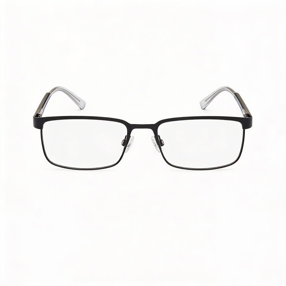 Tommy Hilfiger TH 1235 Gafas Rectangulares de Metal Unisex con Cristales Transparentes, Negro Mate Cristal, 55mm