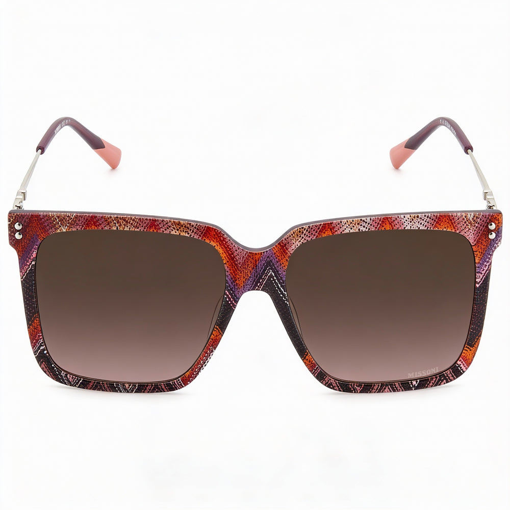 M Missoni Classic Unisex Pink Violet Pattern Violet Grey Shaded Plastic Frame Gradient Sunglasses 57mm UV Protection