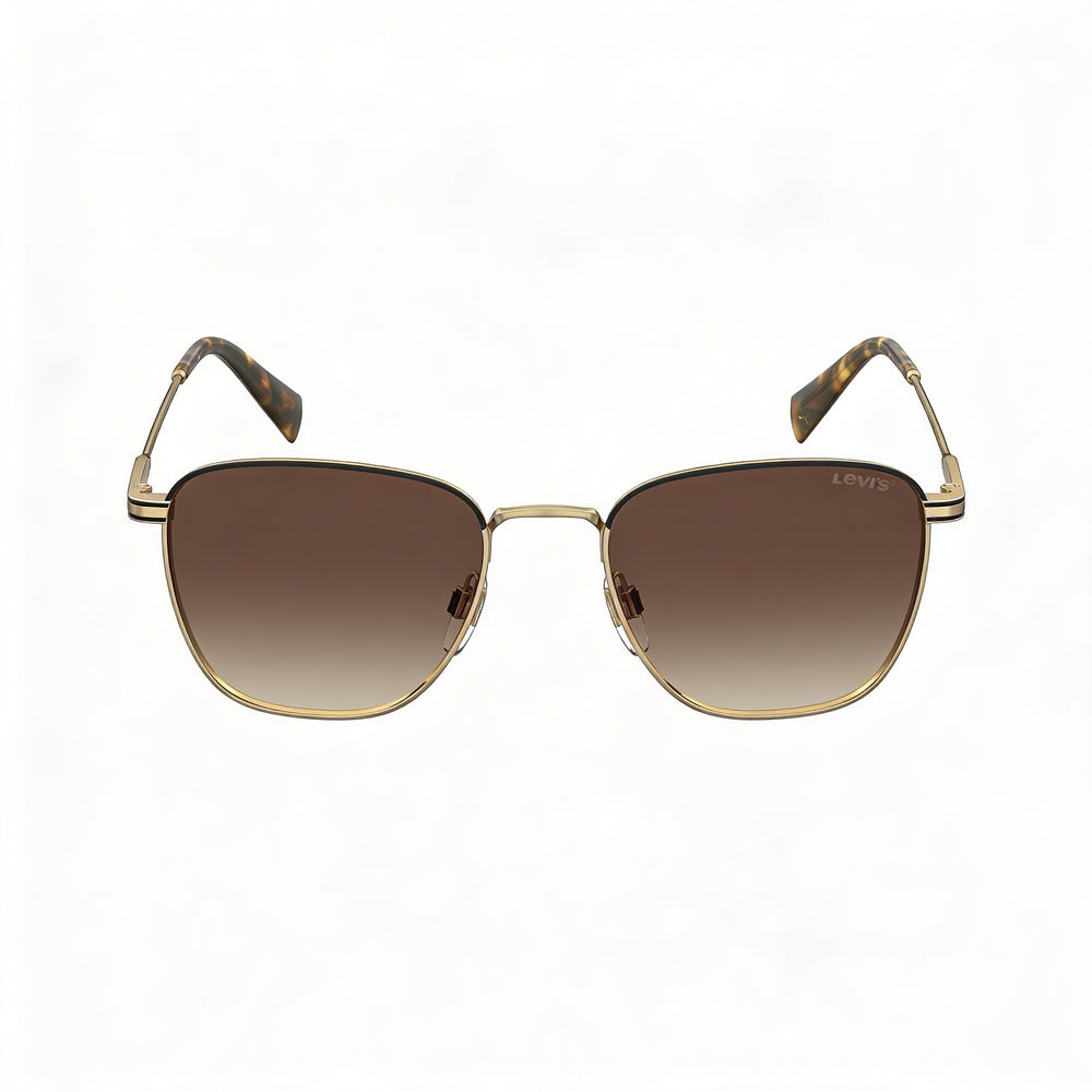 Levi's Lv 1016/S Unisex Rectangular Stainless Steel Gold Brown Gradient Frame Brown Gradient Lenses 52mm UV Protection