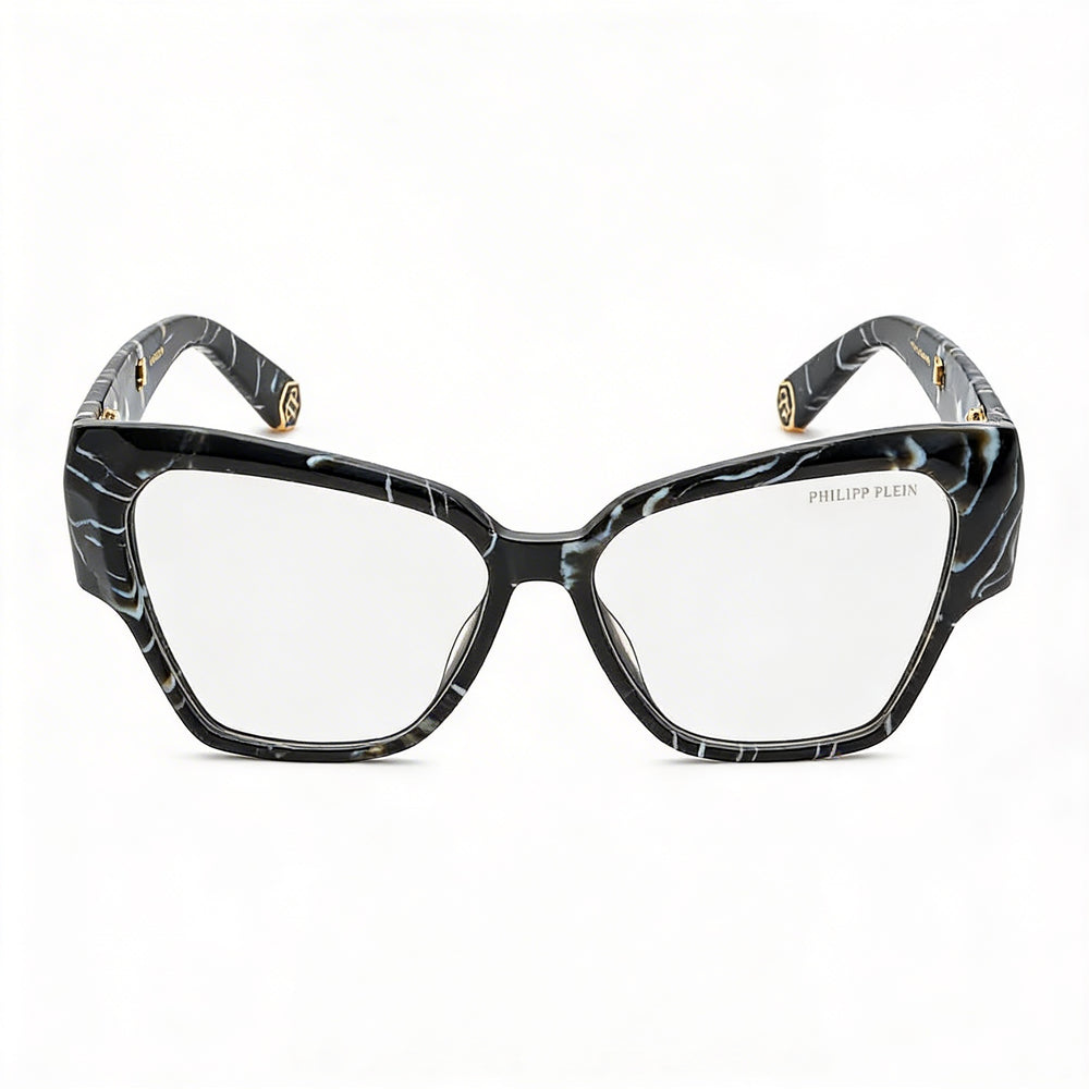Philipp Plein Classic Men's Marbled Black Acetate Eyeglasses Frame, 55mm Lens, 14mm Bridge, 140mm Temple