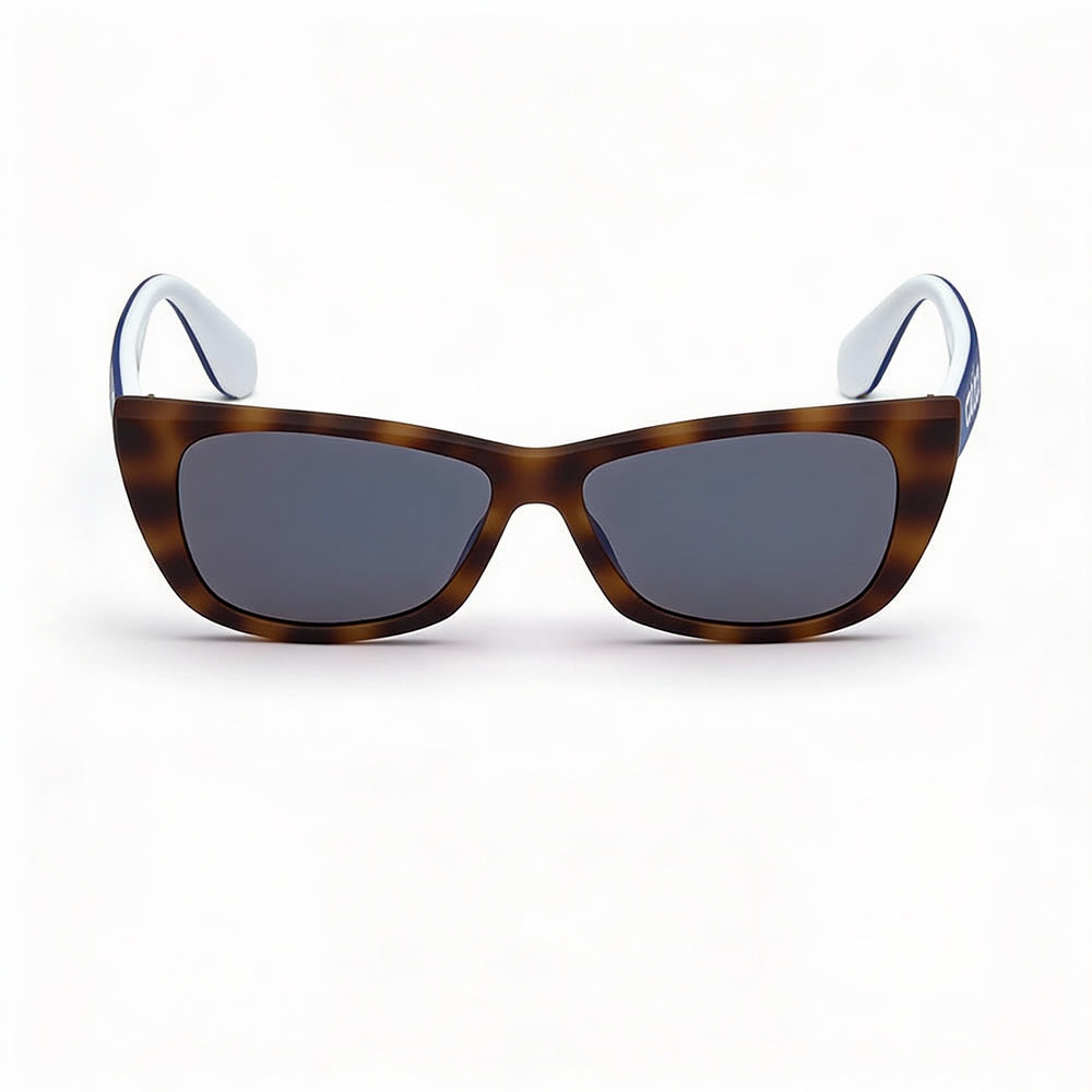 Gafas de sol adidas Originals Contemporaneo para mujer, forma de gato, de plástico, con montura marrón/azul, espejadas, azules, no polarizadas, 55 mm