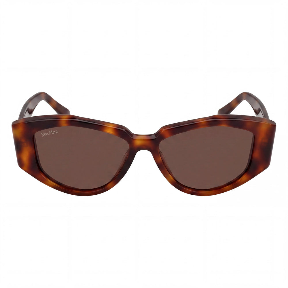 Gafas de Sol Casuales MaxMara para Mujer con Montura de Acetato Marrón Oscuro Habana, Ancho de Lente de 52 mm, Puente de 14 mm, Patilla de 140 mm