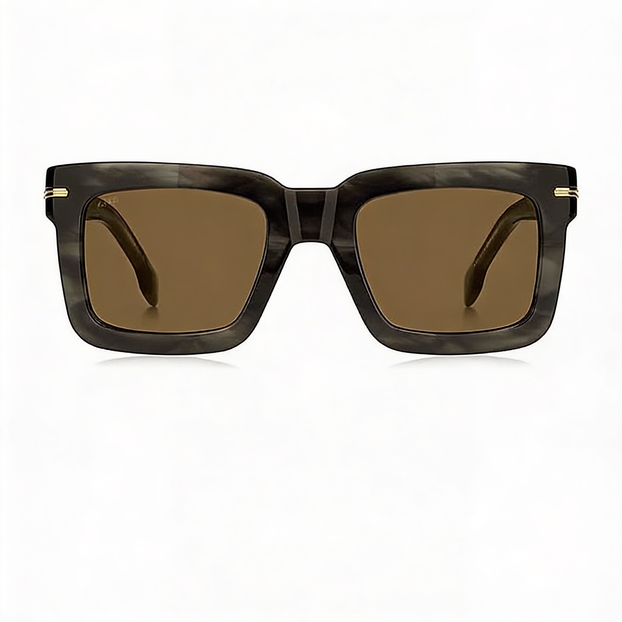 Hugo Boss Modern Women's Sunglasses, Brown Dark Grey Horn ECO ACETATE Frame, Grey Horn Lenses, UV Protection, 51mm, Photo 2