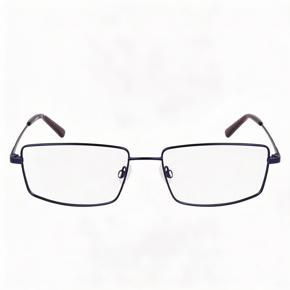 Gafas Flexon H6069 de metal para hombre en azul marino mate, lentes de policarbonato transparente, ancho de lente de 57 mm