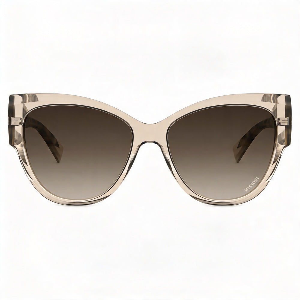 Gafas de Sol Casuales Missoni para Mujer con Montura de Acetato Beige, Lentes Marrones Degradadas No Polarizadas de 57mm