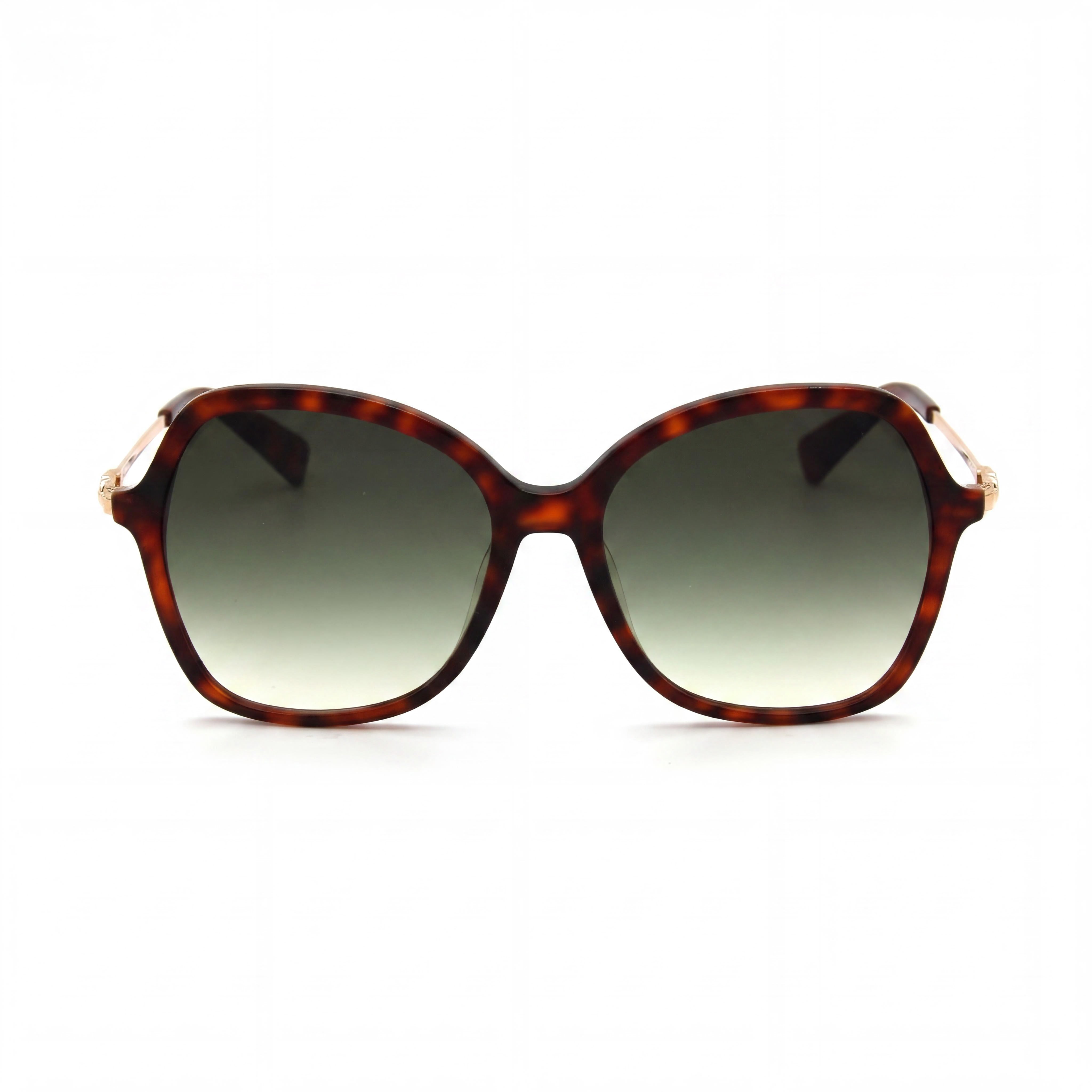Longchamp LO705S Women's Havana Gold Plastic Butterfly Frame Green Gradient Lens Sunglasses 57mm, Photo 2