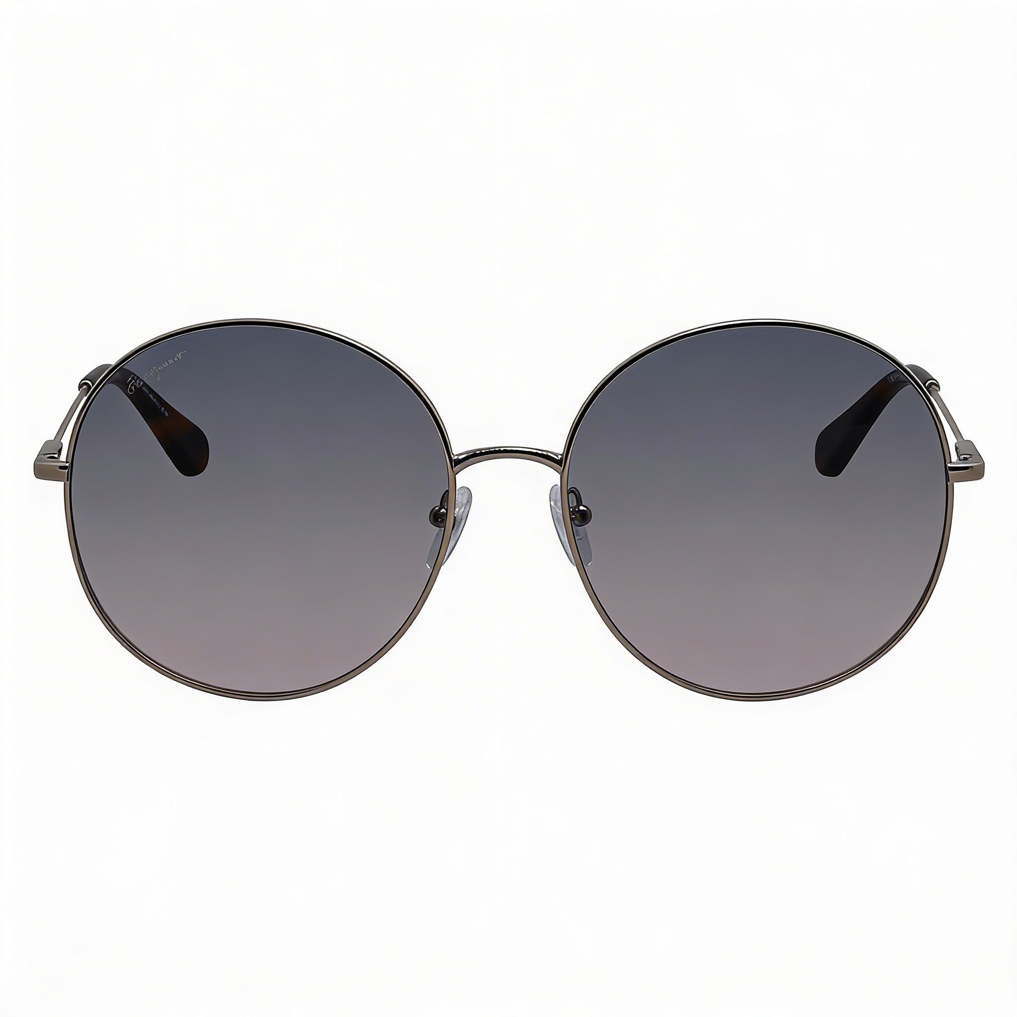 Ferragamo SF299S Women's Round Rose Gold Metal Blue Gradient Non-Polarized 100% UV Sunglasses 60mm