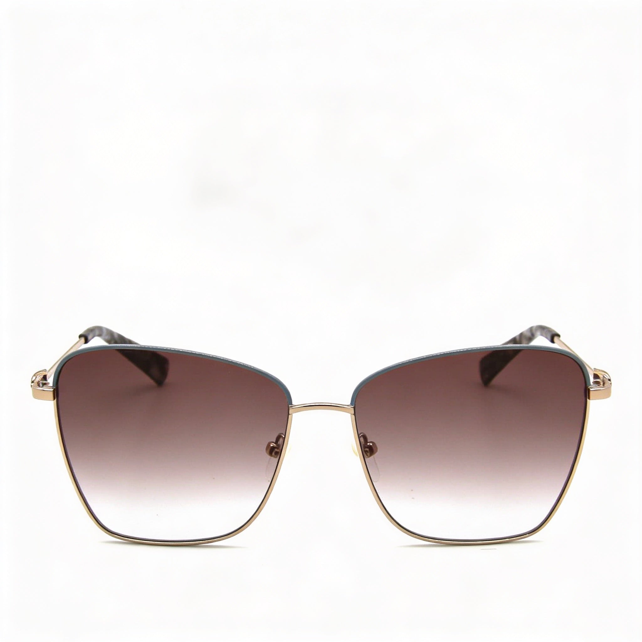 Gafas de sol Longchamp LO153S para mujer, cuadradas, de metal dorado y azul, con degradado marrón, sin polarizar, con protección UV 100 %, 59 mm, Photo 2