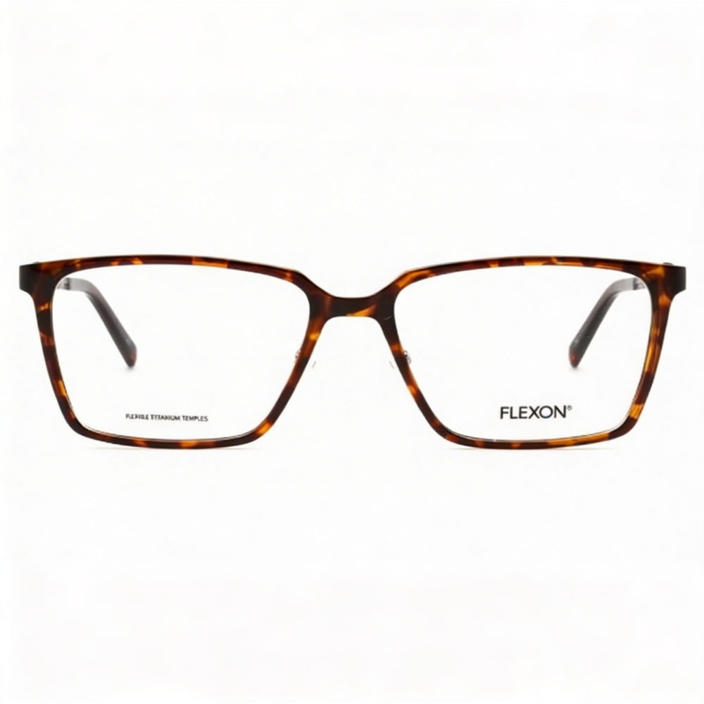 Gafas unisex Flexon EP8010 con montura de acero de aleación color carey oscuro y lentes color carey oscuro de 54 mm
