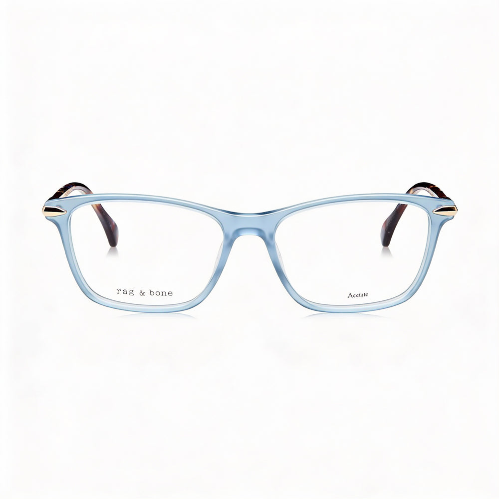 Rag & Bone Modern Rnb3031 - Montura de acetato multicolor para mujer, lentes de policarbonato azul no polarizadas, 52 mm