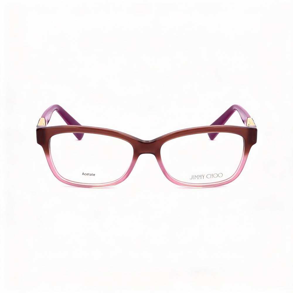 Gafas JIMMY CHOO 110 para mujer, montura rectangular de plástico marrón y rosa con lentes marrón y rosa, 53 mm