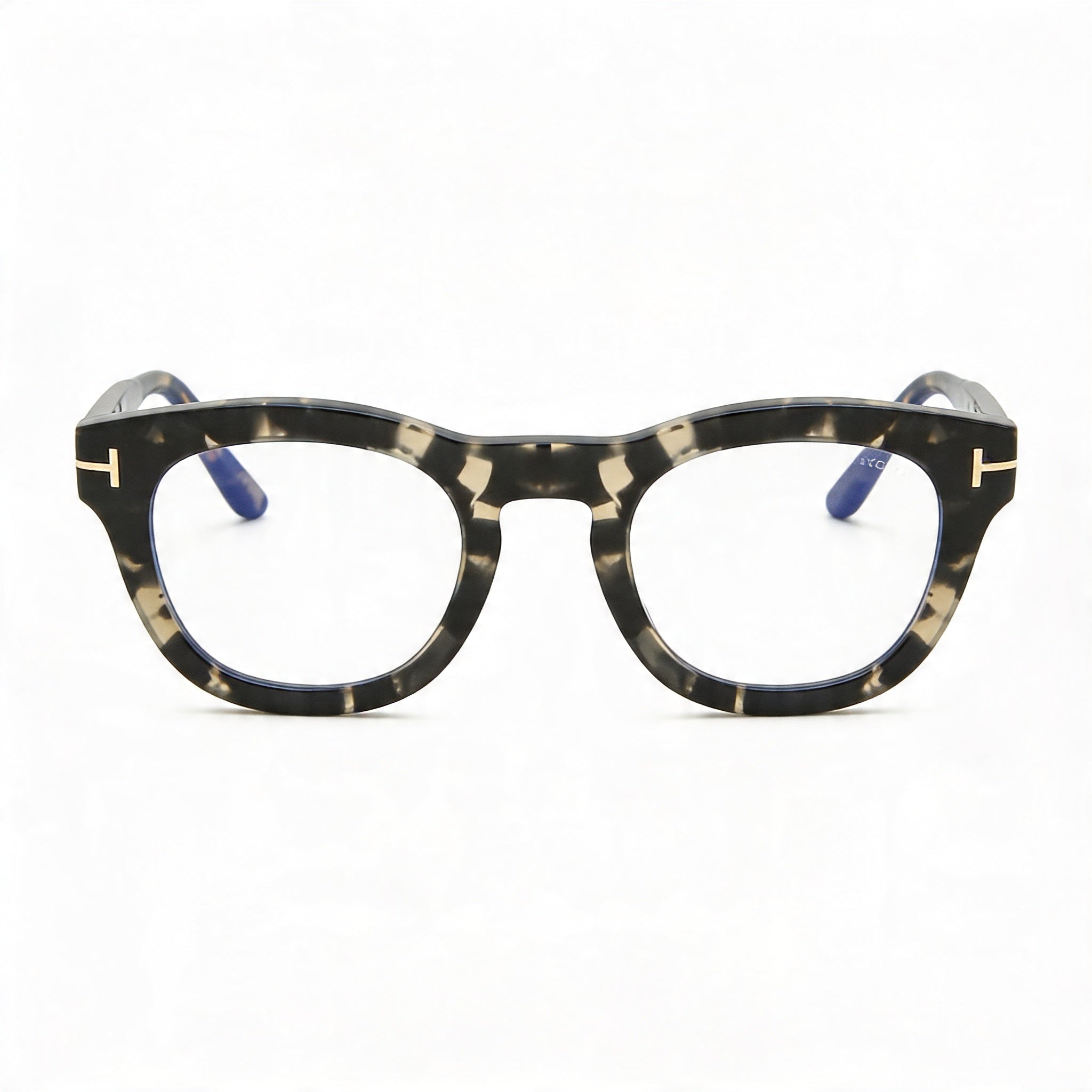 Tom Ford Ft5873-b Gafas para hombre, ovaladas, de montura completa de plástico pantografiado, color carey rubio, transparentes sin graduación, 49 mm, Photo 2
