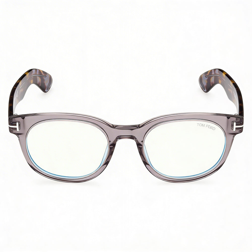 Gafas unisex Tom Ford Ft5807-b de plástico pantografiado gris transparente con montura completa ovalada y lente de demostración transparente de 50 mm