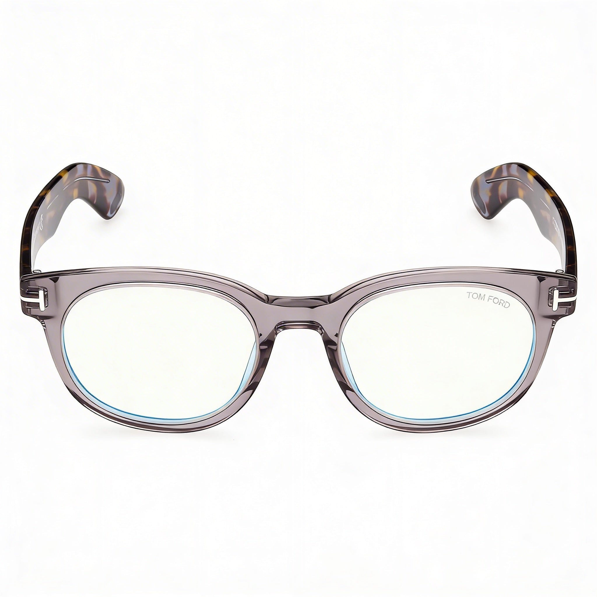 Tom Ford Ft5807-b Unisex Transparent Grey Pantographed Plastic Oval Full Rim Eyeglasses with Transparent Demo Lens 50mm, Photo 2