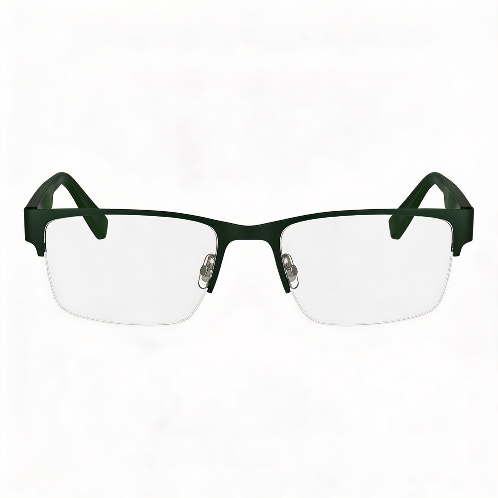 Lacoste Casual Men's Eyeglasses, Matte Green Frame, Transparent Plastic Lenses 54-19-145