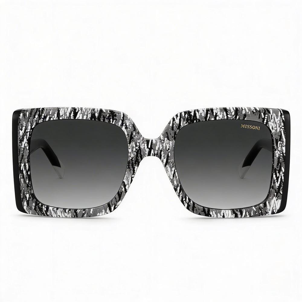 Gafas de sol Missoni para mujer, clásicas, con diseño negro y degradado gris oscuro, de acetato, con diseño negro y lentes degradado gris, 54 mm