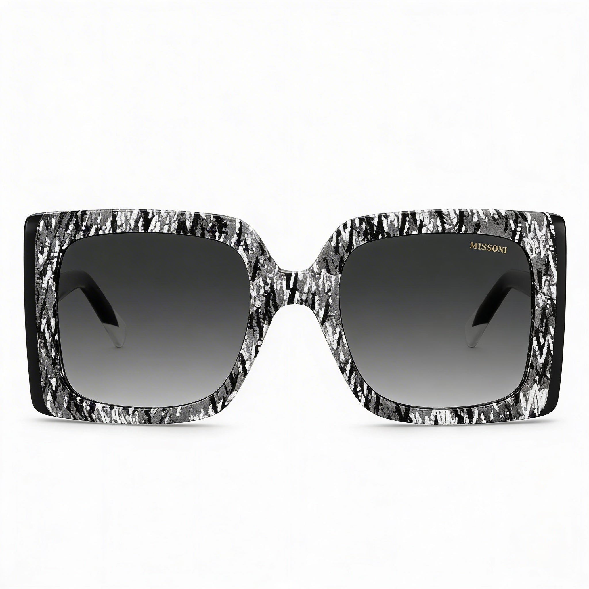 Gafas de sol Missoni para mujer, clásicas, con diseño negro y degradado gris oscuro, de acetato, con diseño negro y lentes degradado gris, 54 mm, Photo 2