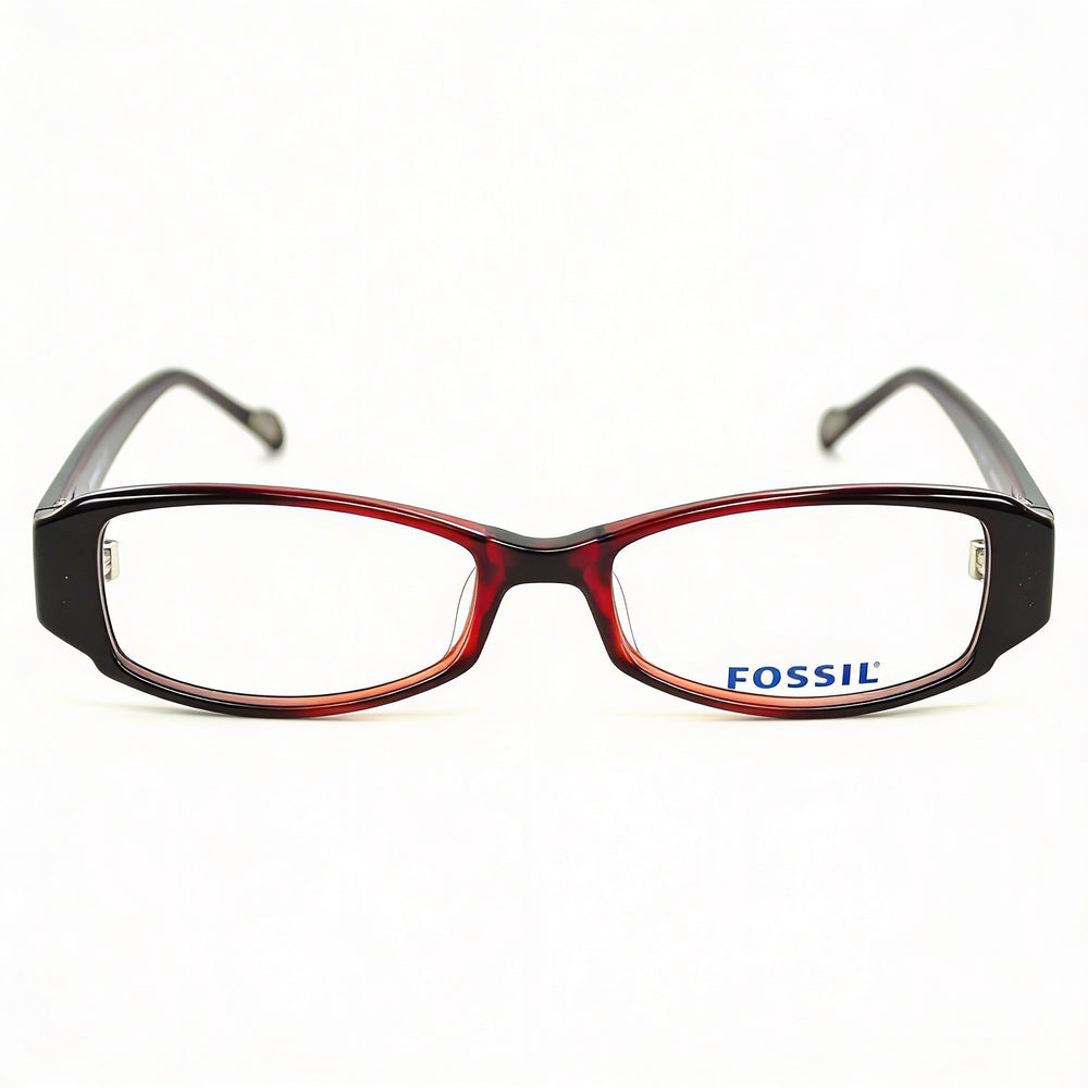 Gafas de ver Fossil Oval Lizzie para mujer, en acetato degradado marrón, con lentes de demostración transparentes, 51-17-135