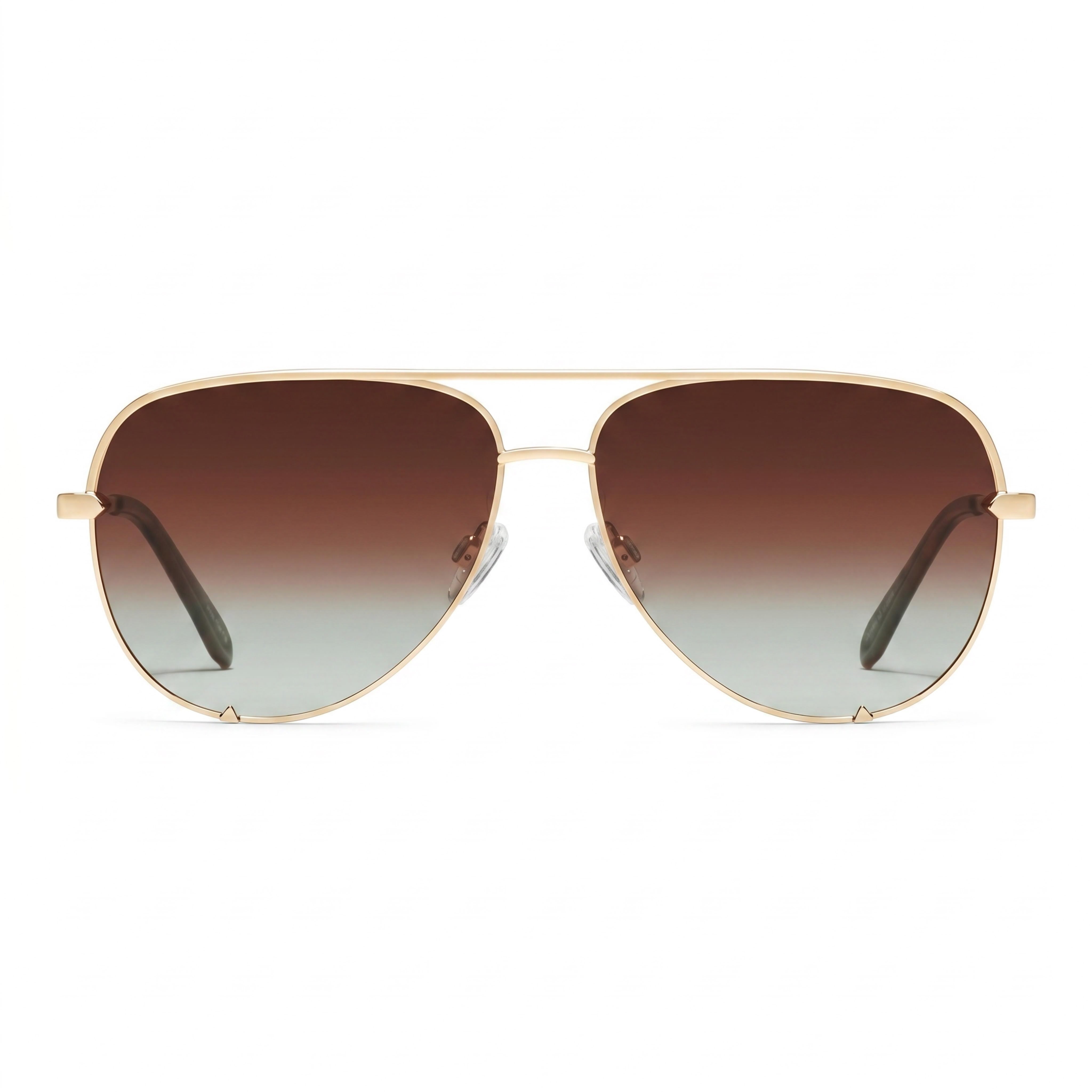Gafas de sol QUAY AUSTRALIA High Key grandes de metal dorado con montura marrón degradada y lentes polarizadas marrón degradado con protección UV para mujer, Photo 2