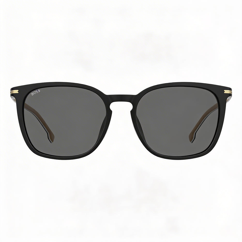 Gafas de sol modernas Hugo Boss para mujer, montura de acetato ecológico negro, lentes negras, 100 % protección UV, 56 mm