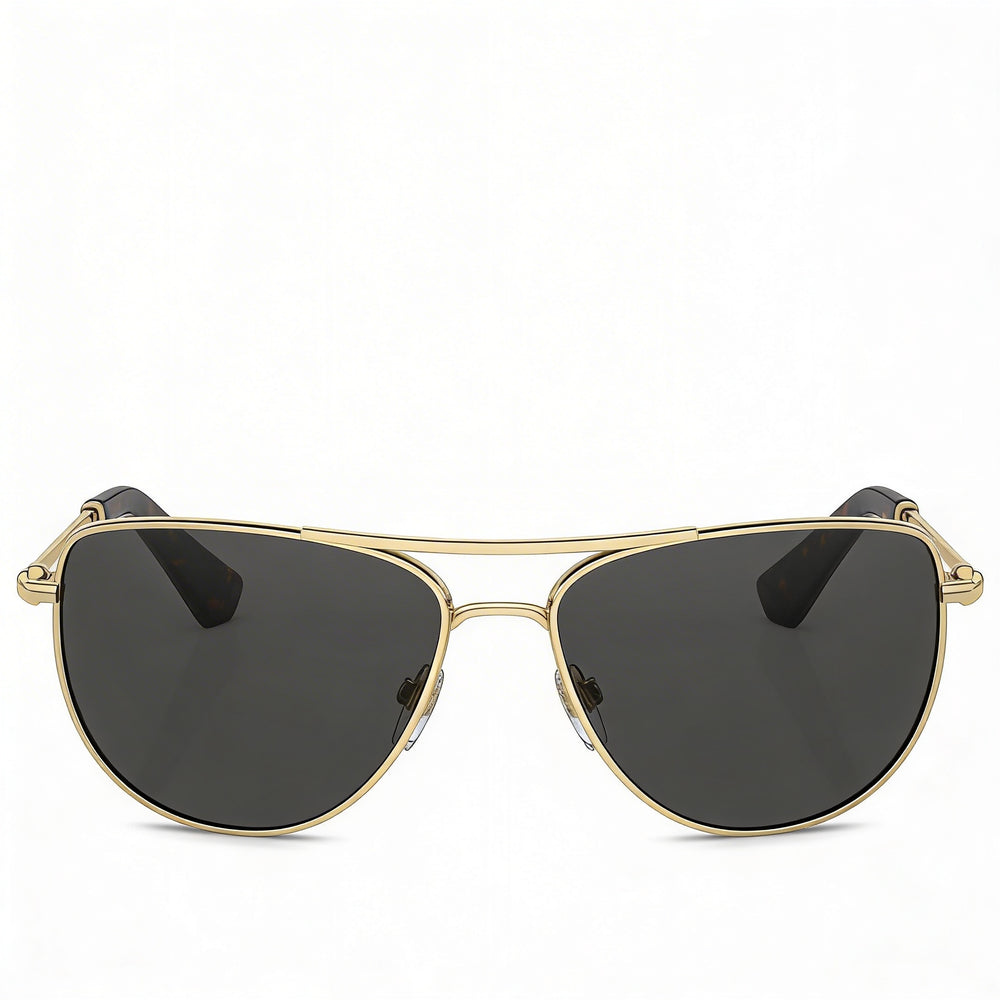 BURBERRY Sporty and cool Unisex Metal Light Gold Dark Grey Sunglasses with Polycarbonate Dark Grey Lenses 10-9-99